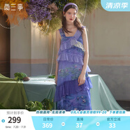 兩三事度假超仙的裙子女夏季紫色油畫藝術(shù)吊帶海邊連衣裙云霧睡蓮 紫色預(yù)售 S