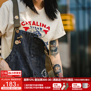 馬登女裝 美式復(fù)古重磅連體工裝褲休閑直筒闊腿長(zhǎng)褲寬松牛仔背帶褲 牛仔藍(lán) （版型偏大，建議拍小一碼）馬登工裝 XS