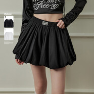 UNIFREE云朵花苞裙辣妹個(gè)性百搭高腰顯瘦A字版蓬蓬短裙 黑色  M 