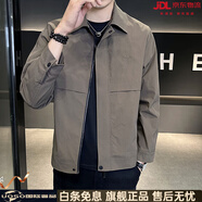 UOSO國際輕奢春秋季翻領(lǐng)外套男士感衣服2025新款潮流刺繡修身行政夾克 灰色 L 115-130斤