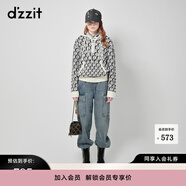 DZZIT地素提花套頭針織衫秋冬時髦摩登愛心logo胸針女 白色 XS