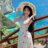 妙奕嘉白色掛脖連衣裙女夏季新款裙子女士法式純欲長裙海邊沙灘裙仙女裙 純欲風(fēng)飄逸露背深V領(lǐng)掛脖連衣裙 M 【建議85-105斤】