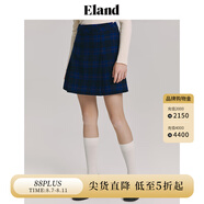 ELAND衣戀半身裙女春季元?dú)鈱W(xué)院風(fēng)經(jīng)典格紋半身裙毛呢A字裙女 深藍(lán)色 S 160