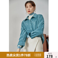 獨(dú)束大碼女裝燈芯絨襯衫女冬裝新款疊穿中長(zhǎng)款遮胯顯瘦胖mm襯衣 藍(lán)色 XL
