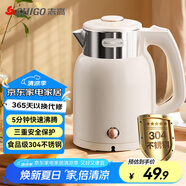 志高（CHIGO）燒水壺 電熱水壺雙層防燙電水壺 304不銹鋼內膽家用大功率快速燒水 1.6L熱水壺自動恒溫壺  WM1601