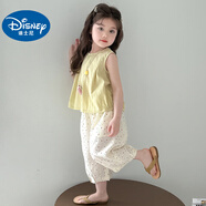 迪士尼（Disney）兒童裝女童夏季背心套裝2025新款小女孩夏日超好看洋氣時(shí)髦兩件套 黃色套裝 140 (升級款)