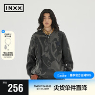 英克斯（inxx）ALLPICK 潮牌圓領潮牌街頭套頭針織衫男鏤空破洞圓領毛衣情侶裝 灰色 M