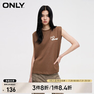 ONLYONLY夏季時(shí)尚簡(jiǎn)約圓領(lǐng)刺繡寬松背心無(wú)袖T恤女|124101084 E09 利口褐色 S 160/80A