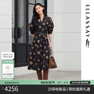 歌力思（ELLASSAY）2025秋季新款三醋纖歐根紗氣質(zhì)簡約真兩件連衣裙女EWE363Y05800 黑點陣圓點 L