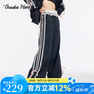 古由卡（GUUKA）HERO潮牌時(shí)裝直筒褲休閑褲子女士運(yùn)動(dòng)長(zhǎng)褲秋冬季寬松版透氣蝴蝶結(jié) 黑色X60859 S