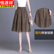 恒源祥2025新款半身裙女春中長(zhǎng)款網(wǎng)紗大擺遮胯A字裙紗裙長(zhǎng)裙蓬蓬裙顯瘦 9908中款紗裙咖啡色 均碼 (95-130斤)