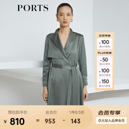 PORTS寶姿商場(chǎng)同款新品女裝氣質(zhì)不規(guī)則翻領(lǐng)斜紋風(fēng)衣 靜謐綠 M (6)