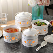 味邦景德鎮陶瓷酒店海參盅帶爐酒精蠟燭加熱保溫糖水甜品碗燕窩燉盅一 瓷勺10支裝