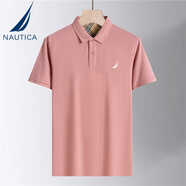 諾帝卡（NAUTICA）舒適透氣商務休閑短袖T恤翻領棉質(zhì)POLO衫 粉紅色 M