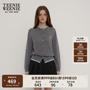 Teenie Weenie小熊針織開(kāi)衫女春季軟糯舒適簡(jiǎn)約休閑通勤針織毛衣外套女 深灰色 M (165)
