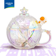 樂唯詩（NERVISHI）玻璃杯高顏值水杯透明玻璃牛奶杯帶把ins風(fēng)奶茶杯早餐杯茶杯 星球杯【炫彩】320ml1只
