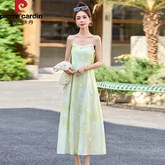 皮爾卡丹（pierre cardin）短袖蕾絲開衫吊帶連衣裙兩件套女夏2025新款高級感度假風套裝裙子 綠色【兩件套】 M 【建議90-105斤】