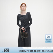范思藍(lán)恩秋季設(shè)計(jì)感針織T恤半身裙時(shí)尚套裝女秋裝新款慵懶高腰半身裙女 深灰色（半身裙） M