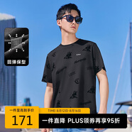 卡賓（CABBEEN）【涼感】男裝索羅那T恤24夏熊貓植絨滿(mǎn)印短袖 煤黑色01 L