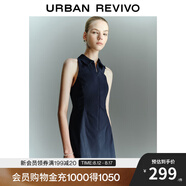 UR2025春季新款女裝學(xué)院風(fēng)超短款拉鏈無(wú)袖連衣裙UYU750030 藏青 XL