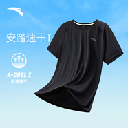 安踏（ANTA）速干T丨短袖t恤男吸濕速干運(yùn)動(dòng)上衣方格透氣跑步健身運(yùn)動(dòng)服T恤 【動(dòng)感方格-男款】基礎(chǔ)黑5103-7 L (男175/女170)