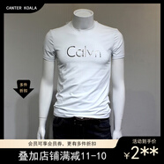Canter Koala 男裝ck t恤男新款純棉官網(wǎng)夏裝修身通勤字母印花半袖體恤ck28 白色 XL /180建議135-155斤