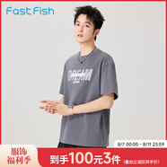 快魚男士純棉短袖t恤2025新款夏季簡約純色舒適親膚休閑寬松大碼上衣 深灰15T1025 2XL