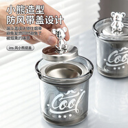 侑家良品 小熊漏斗煙灰缸 帶蓋防飛灰家用辦公室擺件 電鍍色