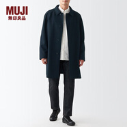 無(wú)印良品 MUJI 男式 羊毛混 短外套 毛呢大衣 男士男款外套 ADF02C2A 深藏青色 XL (180/104A)
