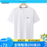 亞貴達思爸爸短袖T恤男中年和尚領真口袋寬松大碼純棉中老年帶兜上衣夏裝 234白色 M 100-120斤