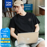 唐獅（TonLion）2025男寬松圓領(lǐng)短袖T恤 黑色 S