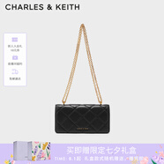 CHARLES&KEITH質(zhì)感菱格鏈條小方錢(qián)包女包包女包生日禮物七夕禮物CK6-10680924 Black黑色 XS