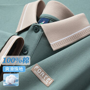 富鋌（FORTEI）【100%蜂窩珠地棉】夏季中年男士提花POLO衫男吸濕透氣翻領(lǐng)T恤男