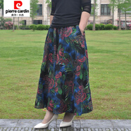 皮爾卡丹新花型春秋夏季民族風(fēng)印花色棉麻中長(zhǎng)款優(yōu)雅半身裙顯瘦長(zhǎng)裙 深天藍(lán) 如意花孔雀 M 長(zhǎng)度90厘米