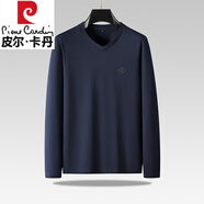 皮爾卡丹夏季莫代爾長(cháng)短袖T恤男胖子加肥加大碼休閑肥佬衫舒適短袖t體恤衫 9331寶藍【長(cháng)衣袖】 7XL 【250-270斤】