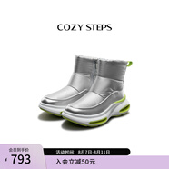 COZY STEPS可至男女款冬季COZYLOOP太空鞋羊皮毛一體厚底保暖防寒羊毛雪地靴 科幻銀（8108） 37