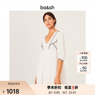ba&sh bash春法式白色慵懶風(fēng)短裙V領(lǐng)高腰沙灘連衣裙女1E21ALMA ECRU-米色 L (2)