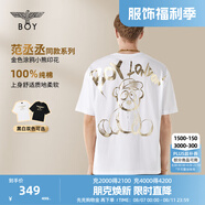 BOY LONDON【范丞丞同款】夏季短袖情侶小熊涂鴉滿印潮牌T恤N01019 白色 M 此款偏大，建議拍小一碼