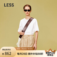 LESS春休閑簡約氣質(zhì)設(shè)計感前短后長質(zhì)感短袖套頭針織衫2O3310990 105半漂白 M