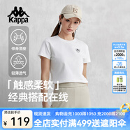 卡帕（Kappa）復(fù)古運(yùn)動(dòng)短袖女休閑T恤2025女士純棉圓領(lǐng)夏季半袖上衣 K0E42TD01D 韓國(guó)白-012 L