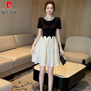 皮爾卡丹（pierre cardin）歐洲站公主連衣裙女夏季小個(gè)子輕奢高級(jí)感梨型身材收腰氣質(zhì)蓬蓬裙 黑色連衣裙/超火/釣系約會(huì)裙/a字 XL