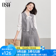 歐莎（OSA）OSA歐莎花灰色無袖背心連衣裙女士春季短裙2025年新款減齡裙子 花灰色 S