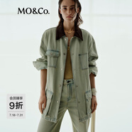 MO&Co.【NOIR系列】牛仔夾克2025秋新品羊皮領(lǐng)土耳其棉工裝MBE3JKT023 牛仔淺藍(lán)色 S /160
