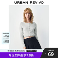 UR秋季新款女裝曠野美拉德百搭修身針織開衫UWB940014 粉灰 M