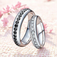 MHFDO胖東來品質(zhì)YOU&ME為愛轉(zhuǎn)動結(jié)婚對戒銀鍍金鑲嵌莫桑鉆石情侶黑白鉆 愛意環(huán)繞結(jié)婚對戒 男款手寸聯(lián)系客服