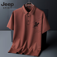 JEEP SPIRIT吉普高端冰絲POLO衫男加肥加大碼無痕短袖翻領(lǐng)Polo衫速干高彈有領(lǐng) 5115磚紅老鷹 M 80-110斤