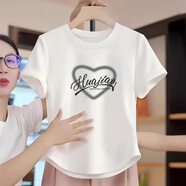 學(xué)子言廣州十三行t恤女純棉十三行裝肩短袖t恤棉體恤修身不規(guī)則上衣 203-339白色 M 均碼