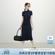 范思藍恩天才少女學院風polo連衣裙女2025夏新款長款收腰裙子2179 藏青色 L