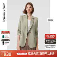 朗姿玫瑰的故事同款【Basic衣櫥】新款氣質(zhì)修身職業(yè)通勤西裝外套 卡其綠色2 M