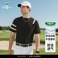 薩拉維夫（SLLAVIF）純棉T恤男夏季痞帥短袖潮流短袖衣服帥氣休閑百搭潮牌ins體恤男 黑色 M 建議110斤內(nèi)